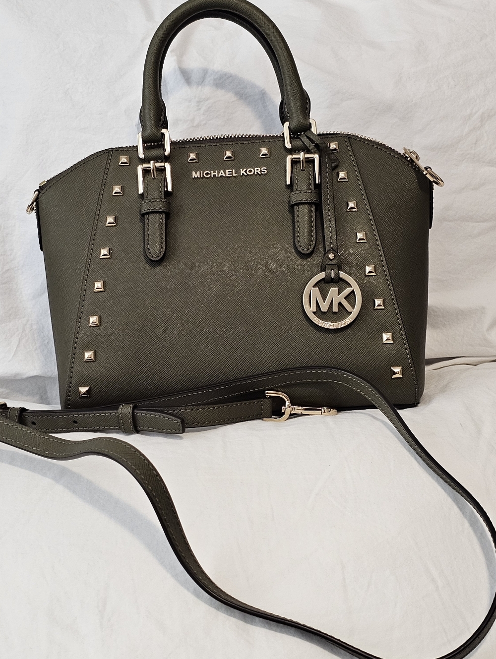 Michael Kors Ciara Studded Messenger bag in Olive